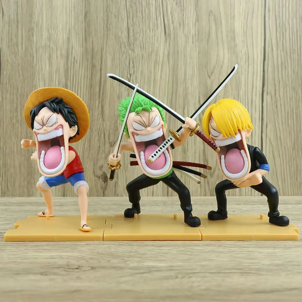 One Piece Hungry Trio Figures (15cm) | Luffy, Zoro & Sanji Funny PVC Collectible Set