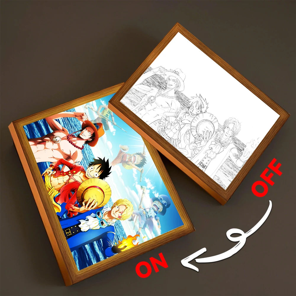 One Piece LED Light Frame | Luffy & Zoro Anime Night Lamp Home Décor