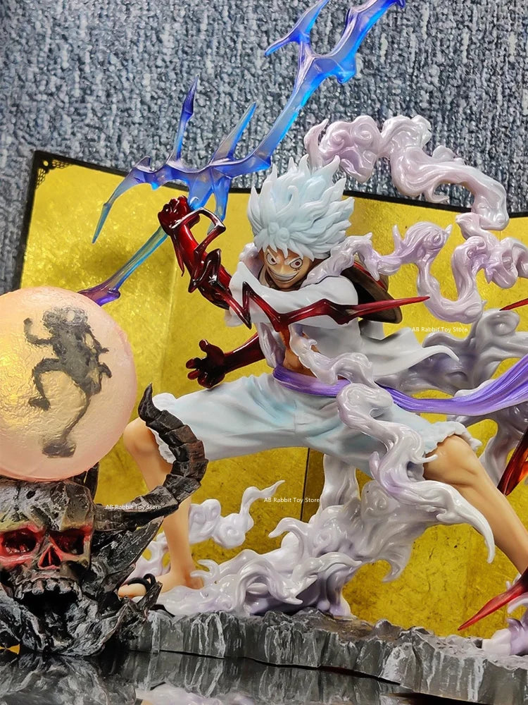 One Piece Gear 5 Luffy Premium Figure (28cm) | Sun God Nika Statue with Light Ball Effect