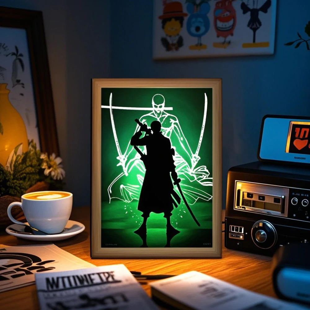 One Piece LED Light Frame | Luffy & Zoro Anime Night Lamp Home Décor