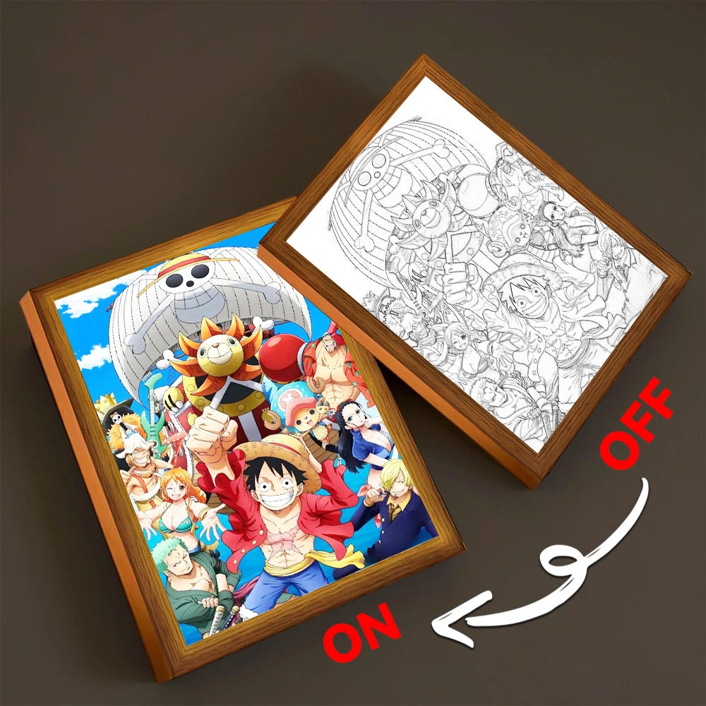 One Piece LED Light Frame | Luffy & Zoro Anime Night Lamp Home Décor