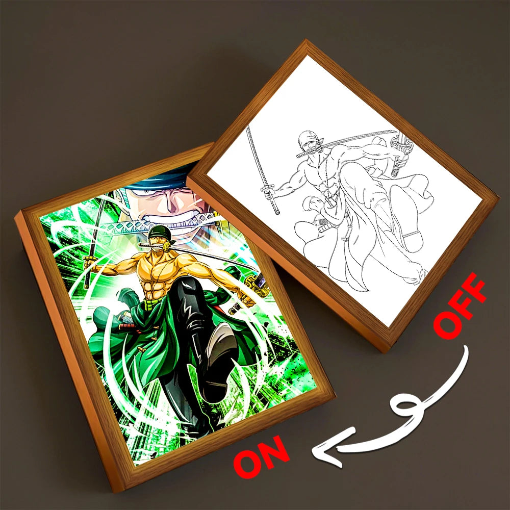 One Piece LED Light Frame | Luffy & Zoro Anime Night Lamp Home Décor