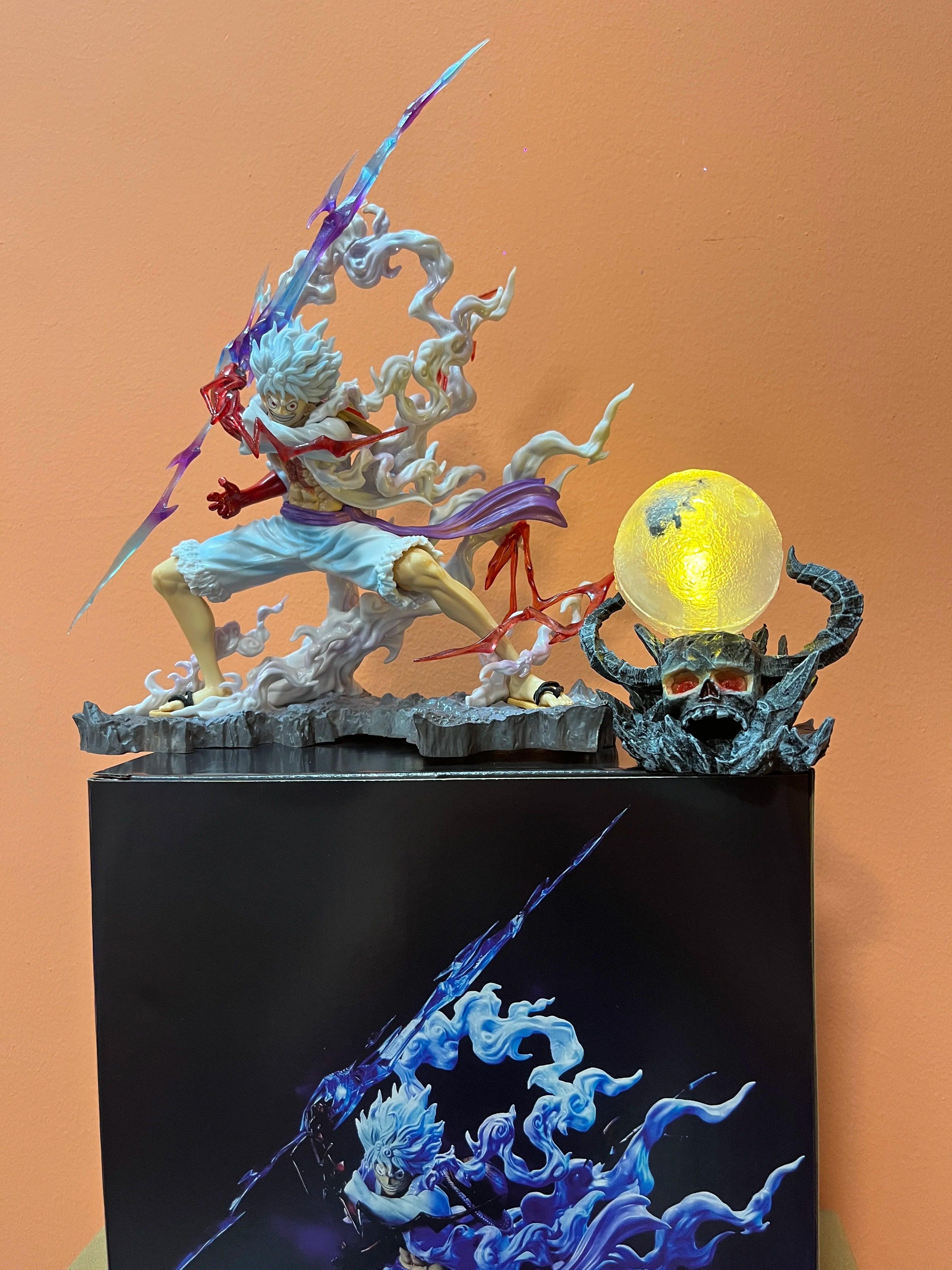 One Piece Gear 5 Luffy Premium Figure (28cm) | Sun God Nika Statue with Light Ball Effect