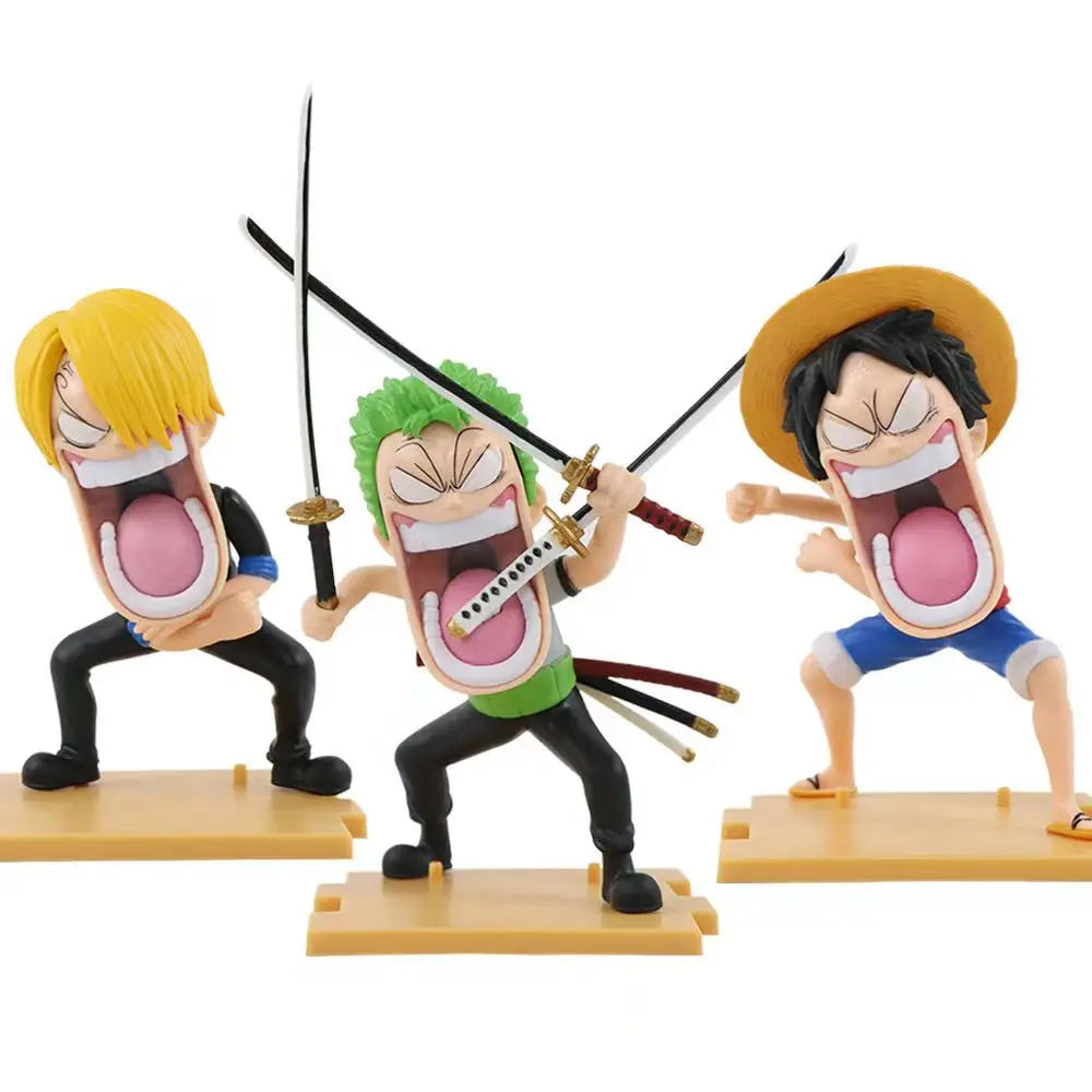 One Piece Hungry Trio Figures (15cm) | Luffy, Zoro & Sanji Funny PVC Collectible Set