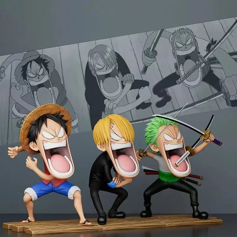 One Piece Hungry Trio Figures (15cm) | Luffy, Zoro & Sanji Funny PVC Collectible Set