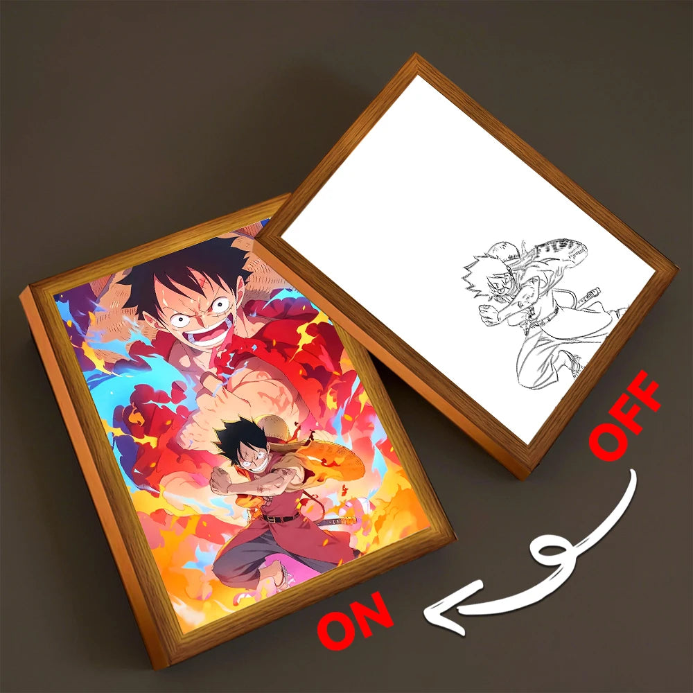 One Piece LED Light Frame | Luffy & Zoro Anime Night Lamp Home Décor