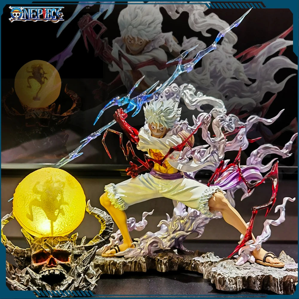 One Piece Gear 5 Luffy Premium Figure (28cm) | Sun God Nika Statue with Light Ball Effect