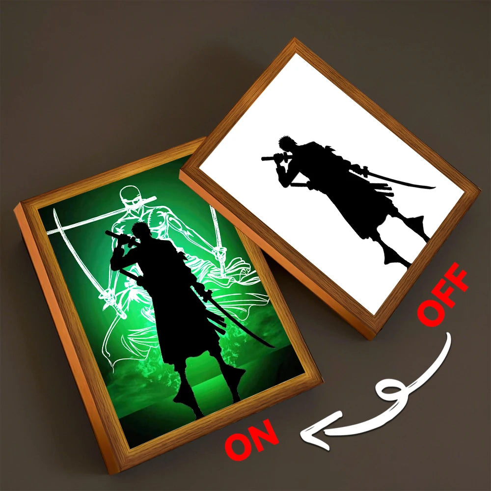One Piece LED Light Frame | Luffy & Zoro Anime Night Lamp Home Décor