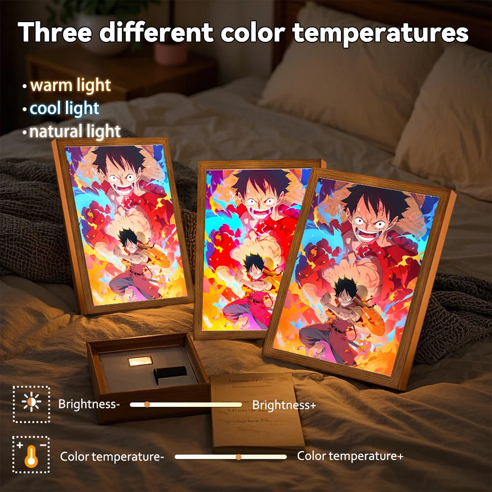 One Piece LED Light Frame | Luffy & Zoro Anime Night Lamp Home Décor
