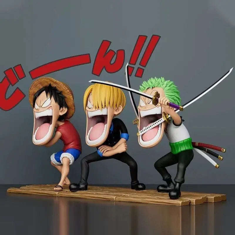 One Piece Hungry Trio Figures (15cm) | Luffy, Zoro & Sanji Funny PVC Collectible Set